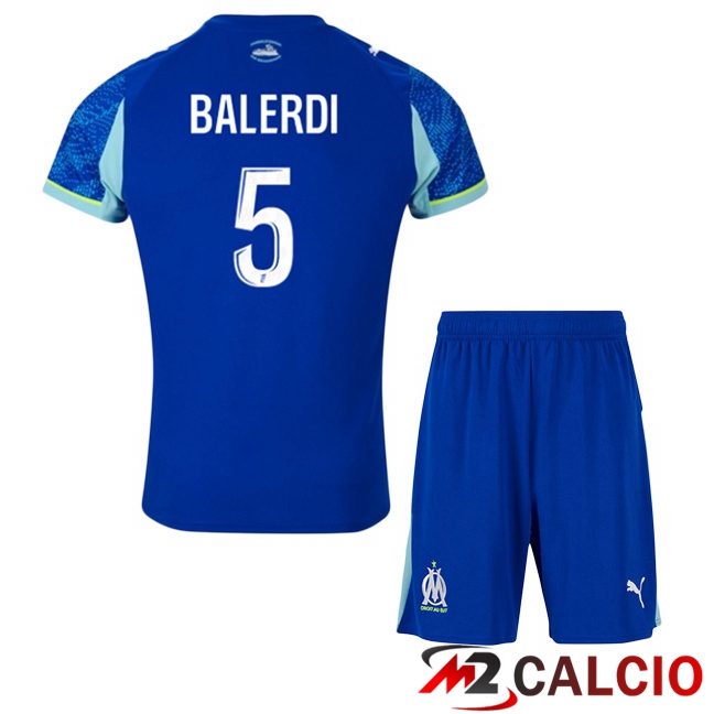 Maglie Calcio Marsiglia OM (BALERDI 5) Bambino Terza Blu 2025/2026  Maglie Calcio Marsiglia OM (BALERDI 5) Bambino Terza Blu 2025/2026