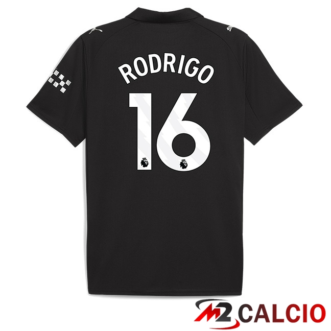 Maglie Calcio Manchester City (Rodrigo 16) Seconda Nero 2025/2026