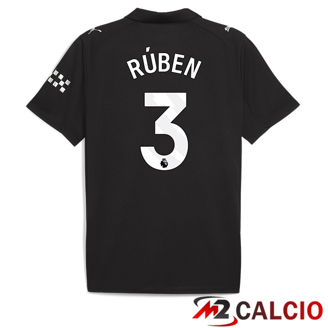 Maglie Calcio Manchester City (Ruben Dias 3) Seconda Nero 2025/2026