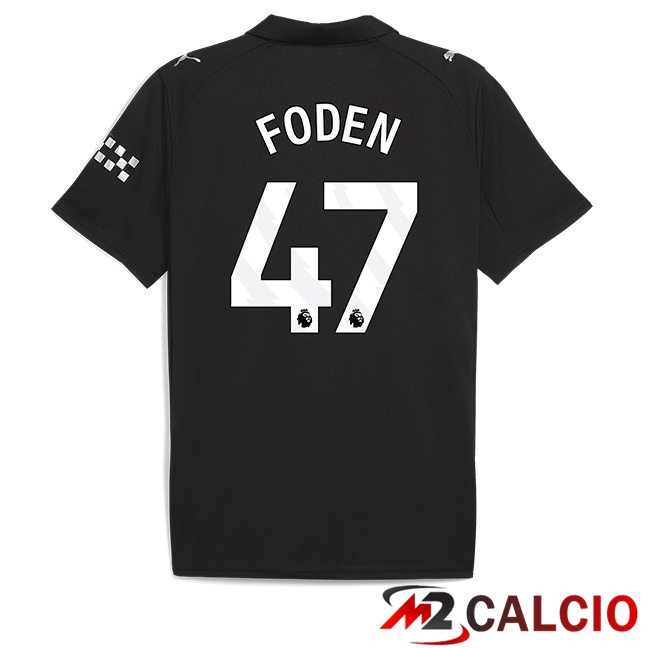 Maglie Calcio Manchester City (Phil Foden 47) Seconda Nero 2025/2026