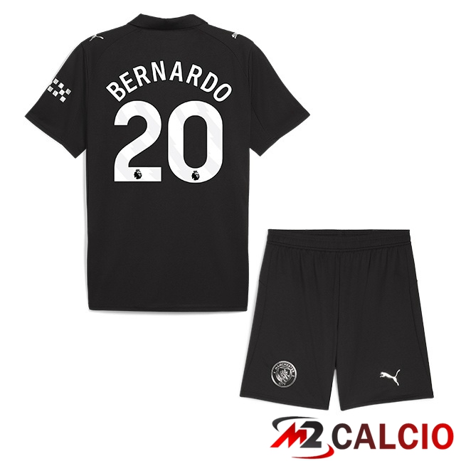 Maglie Calcio Manchester City (Bernardo Silva 20) Bambino Seconda Nero 2025/2026