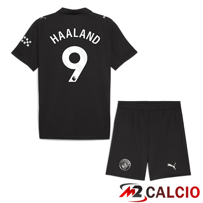 Maglie Calcio Manchester City (Erling Haaland 9) Bambino Seconda Nero 2025/2026