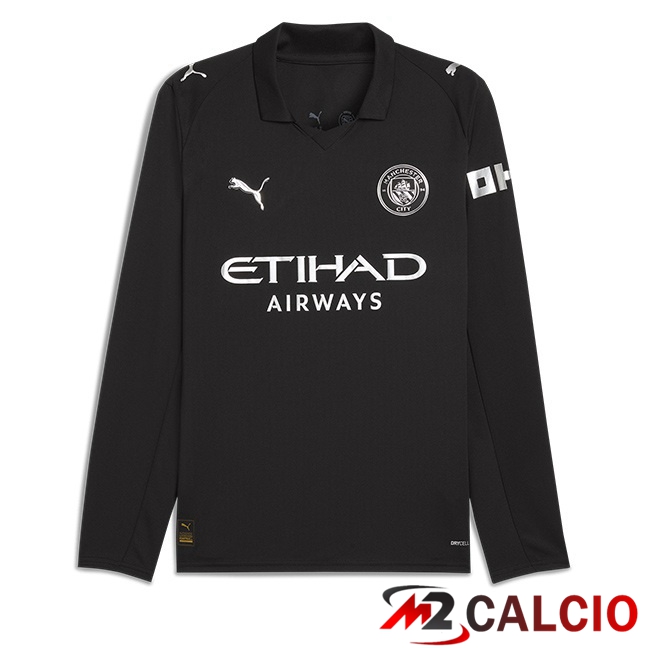 Maglie Calcio Manchester City Seconda Manica Lunga Nero 2025/2026
