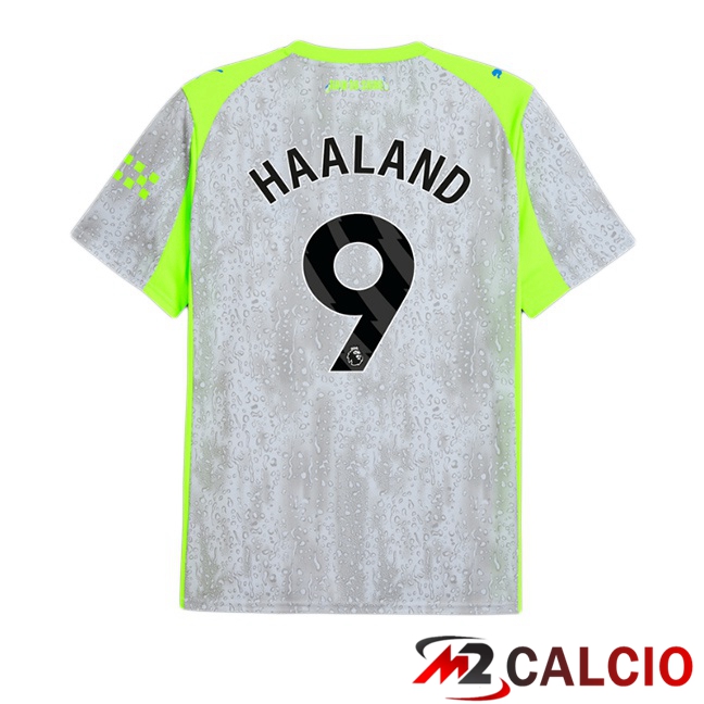 Maglie Calcio Manchester City (Erling Haaland 9) Terza Grigio Verde 2025/2026
