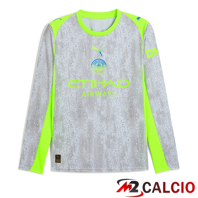 Maglie Calcio Manchester City Terza Manica Lunga Grigio Verde 2025/2026