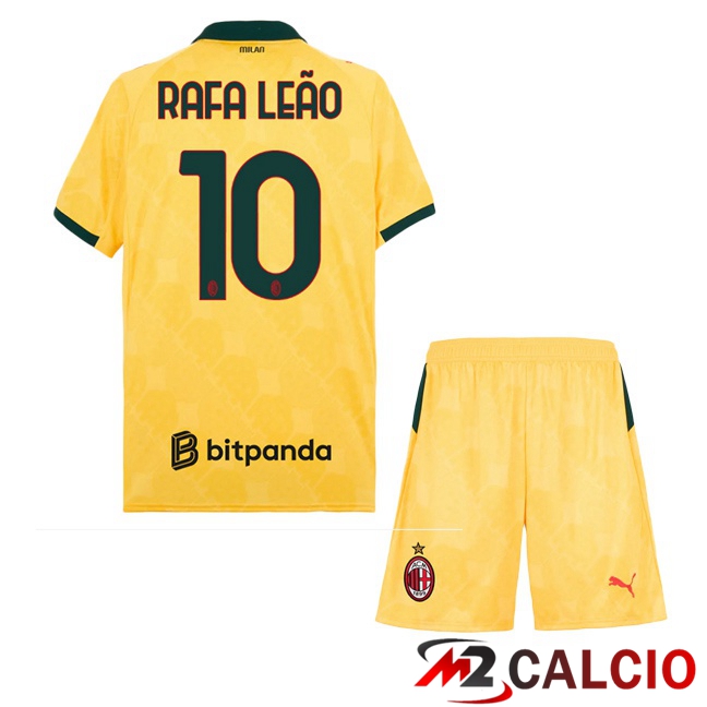 Maglie Calcio AC Milan (Rafa Leão 10) Bambino Terza Giallo 2025/2026