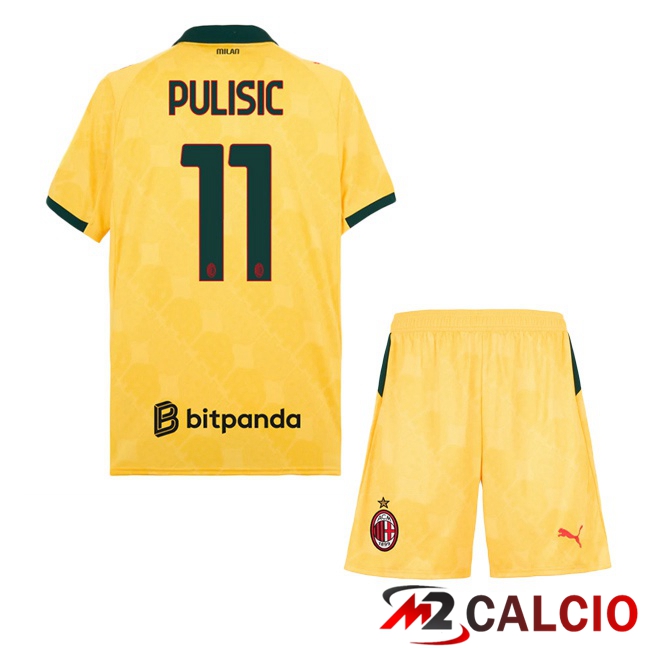 Maglie Calcio AC Milan (Pulisic 11) Bambino Terza Giallo 2025/2026