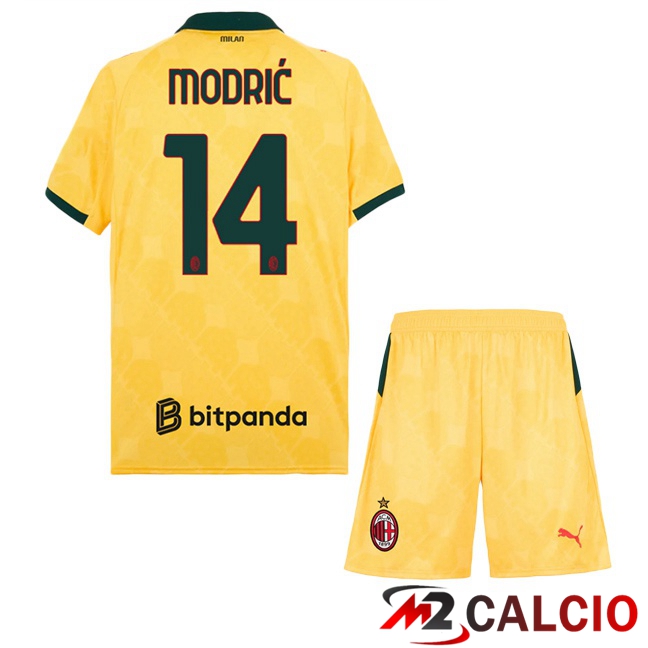 Maglie Calcio AC Milan (Modrić 14) Bambino Terza Giallo 2025/2026