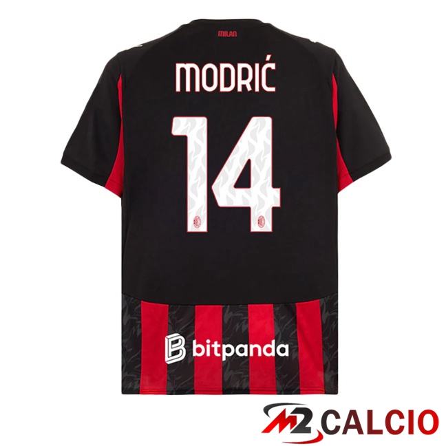 Maglie Calcio AC Milan (Modrić 14) Prima Rosso Nero 2025/2026