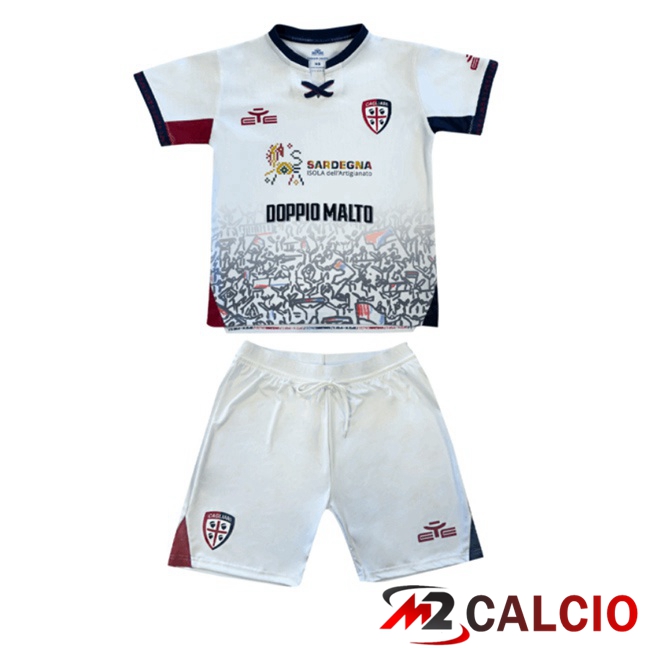 Maglie Calcio Cagliari Calcio Bambino Seconda Bianco 2025/2026