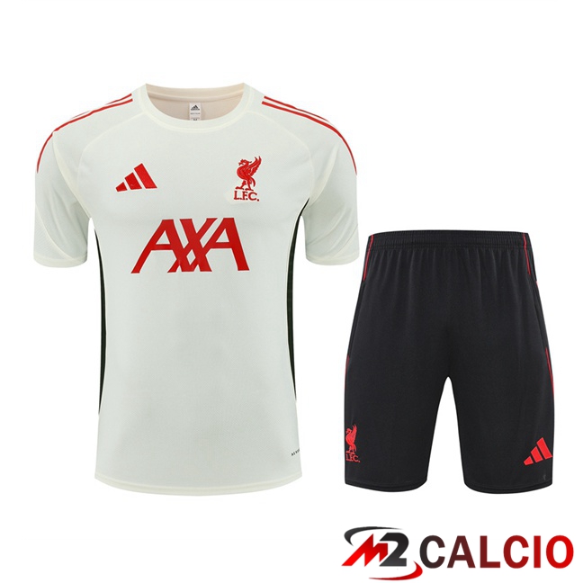 Insieme T Shirt Allenamento FC Liverpool + Pantaloncini Bianco 2025/2026
