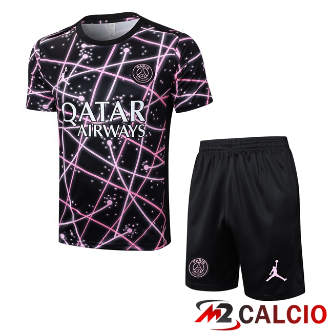 Insieme T Shirt Allenamento Jordan Paris PSG + Pantaloncini Nero 2025/2026