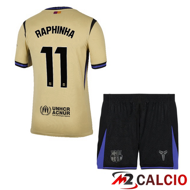 Maglie Calcio FC Barcellona (RAPHINHA 11) Bambino Seconda Giallo 2025/2026