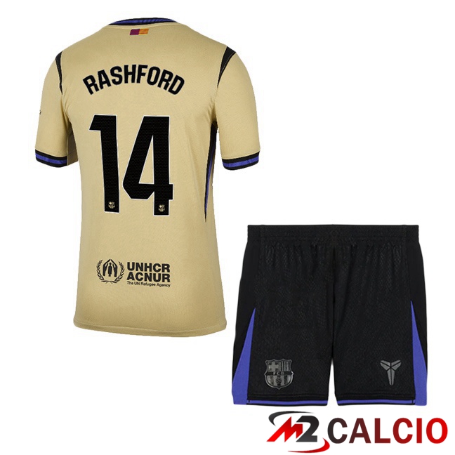 Maglie Calcio FC Barcellona (RASHFORD 14) Bambino Seconda Giallo 2025/2026