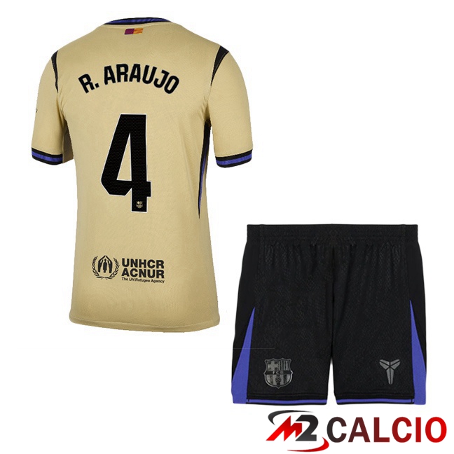 Maglie Calcio FC Barcellona (R. ARAUJO 4) Bambino Seconda Giallo 2025/2026