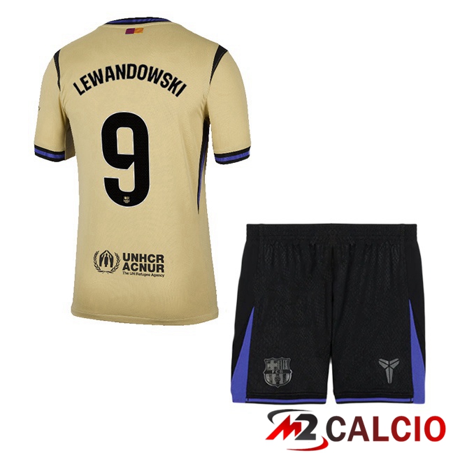 Maglie Calcio FC Barcellona (LEWANDOWSKI 9) Bambino Seconda Giallo 2025/2026