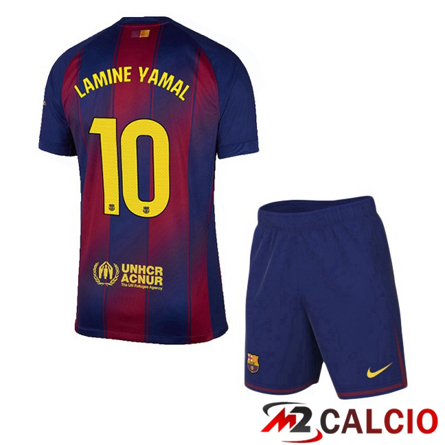 Maglie Calcio FC Barcellona (LAMINE YAMAL 10) Bambino Prima Blu Rosso 2025/2026