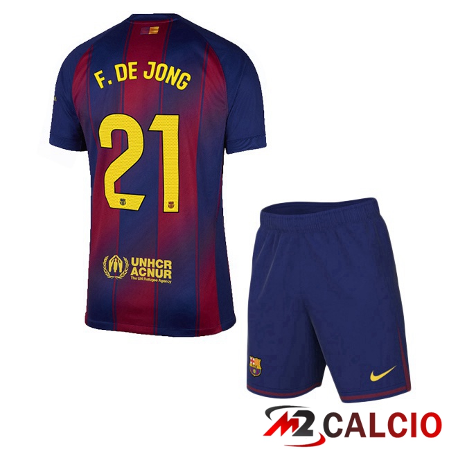Maglie Calcio FC Barcellona (F. DE JONG 21) Bambino Prima Blu Rosso 2025/2026