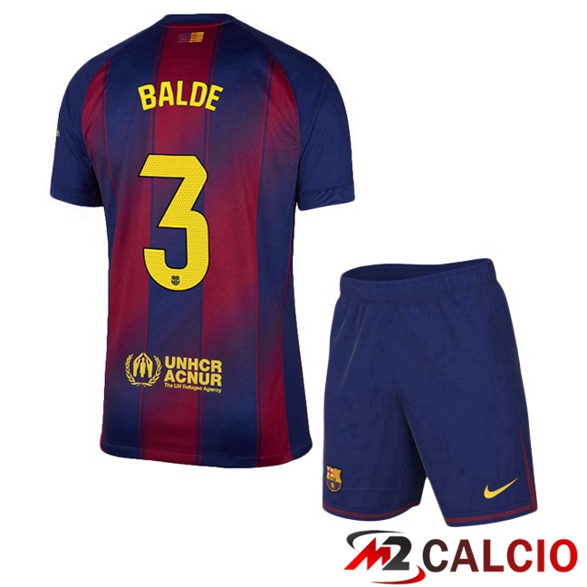 Maglie Calcio FC Barcellona (BALDE 3) Bambino Prima Blu Rosso 2025/2026