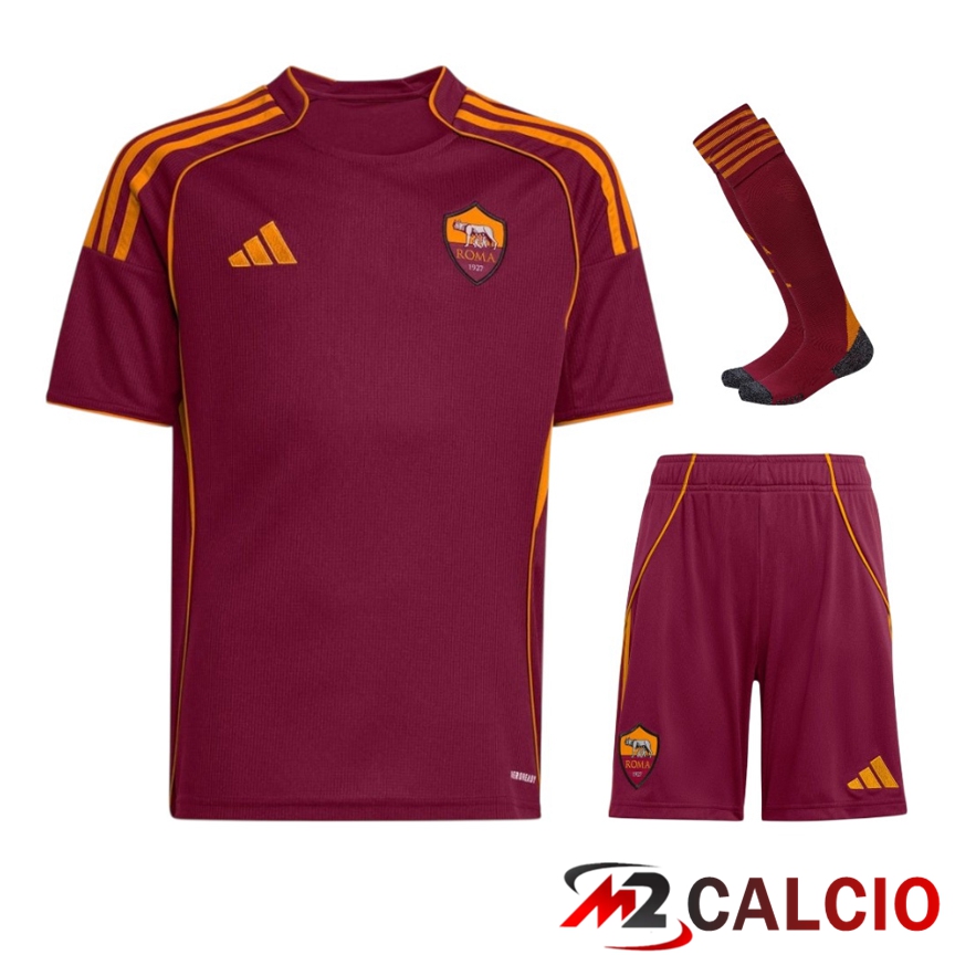 Insieme Maglie Calcio AS Roma Prima (Pantaloncini + Calzini) 2025/2026