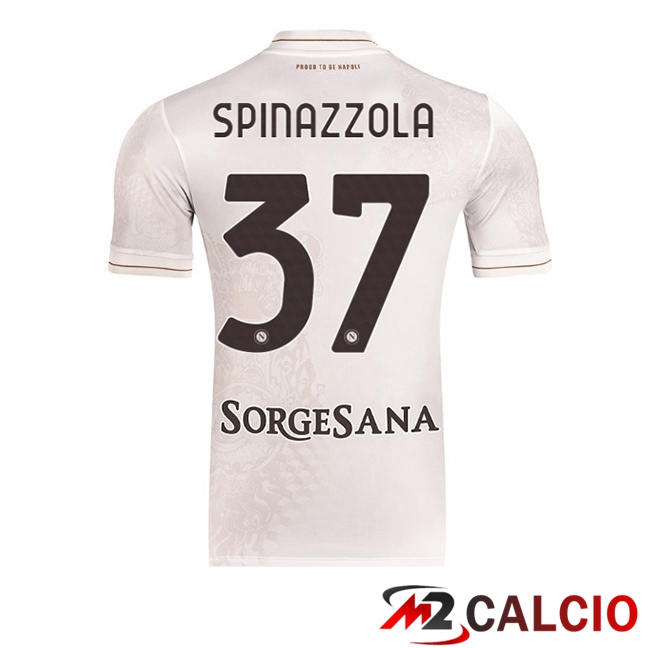 Maglie Calcio SSC Napoli (Leonardo Spinazzola 37) Seconda Bianco 2025/2026