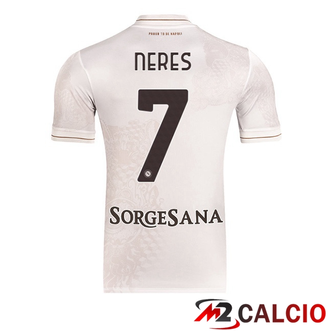 Maglie Calcio SSC Napoli (David Neres 7) Seconda Bianco 2025/2026