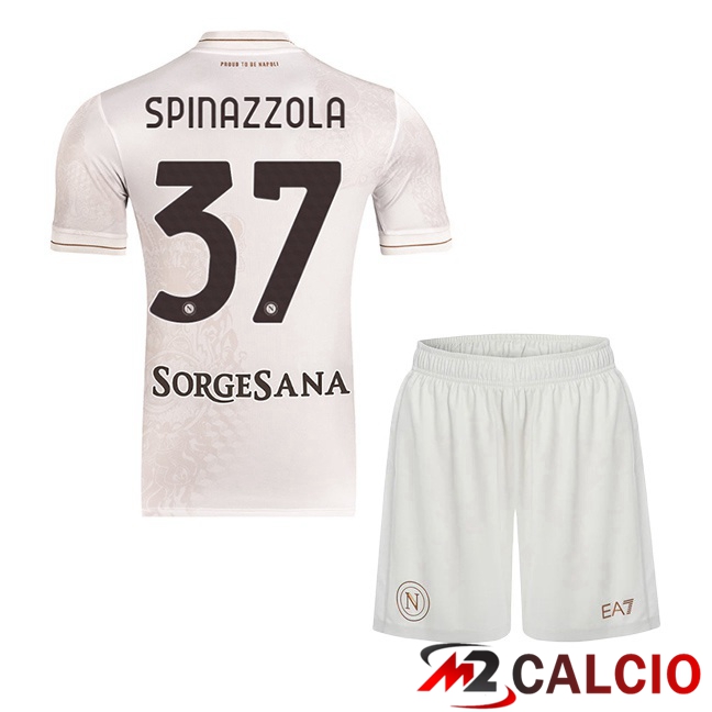 Maglie Calcio SSC Napoli (Leonardo Spinazzola 37) Bambino Seconda Bianco 2025/2026