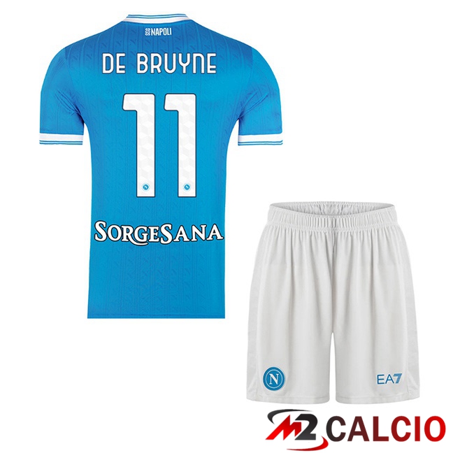 Maglie Calcio SSC Napoli (Kevin De Bruyne 11) Bambino Prima Blu 2025/2026