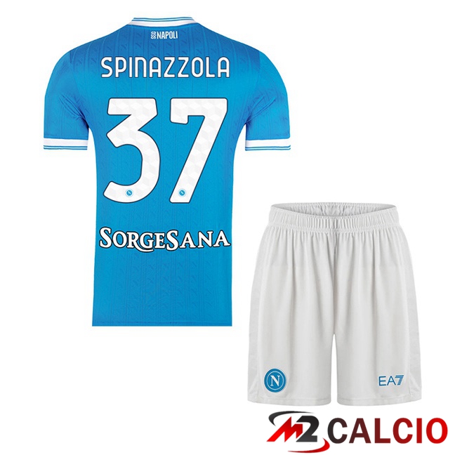 Maglie Calcio SSC Napoli (Leonardo Spinazzola 37) Bambino Prima Blu 2025/2026