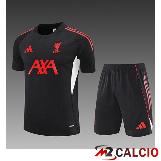 Insieme T Shirt Allenamento FC Liverpool Bambino Nero/Rosso 2025/2026  Insieme T Shirt Allenamento FC Liverpool Bambino Nero/Rosso 2025/2026