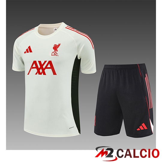 Insieme T Shirt Allenamento FC Liverpool Bambino Beige/Nero/Rosso 2025/2026  Insieme T Shirt Allenamento FC Liverpool Bambino Beige/Nero/Rosso 2025/2026