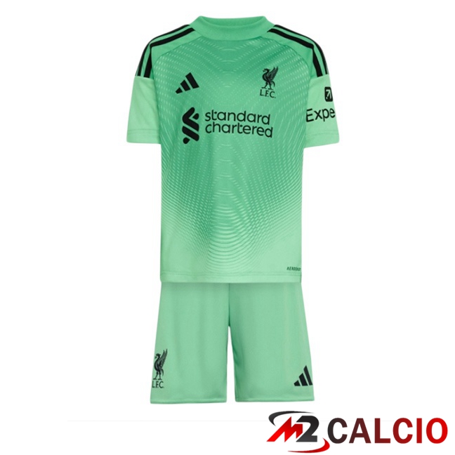 Maglie Calcio FC Liverpool Bambino Portiere Verde 2025/2026  Maglie Calcio FC Liverpool Bambino Portiere Verde 2025/2026