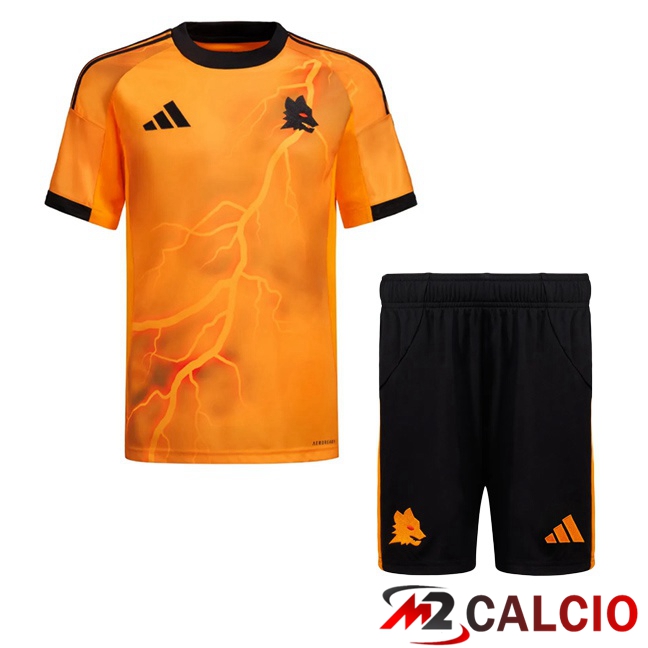 Maglie Calcio AS Roma Bambino Seconda Giallo 2025/2026