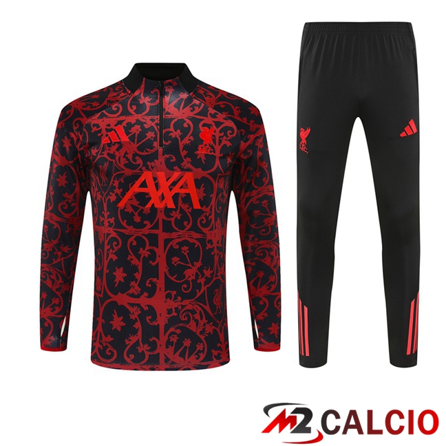 Insieme Tuta Calcio FC Liverpool Nero Rosso 2025/2026  Insieme Tuta Calcio FC Liverpool Nero Rosso 2025/2026