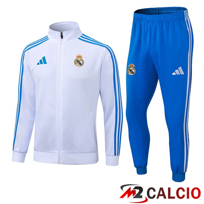 Insieme Tuta Calcio - Giacca Real Madrid Bianco 2025/2026  Insieme Tuta Calcio - Giacca Real Madrid Bianco 2025/2026