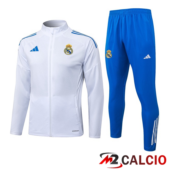 Insieme Tuta Calcio - Giacca Real Madrid Bianco 2025/2026  Insieme Tuta Calcio - Giacca Real Madrid Bianco 2025/2026
