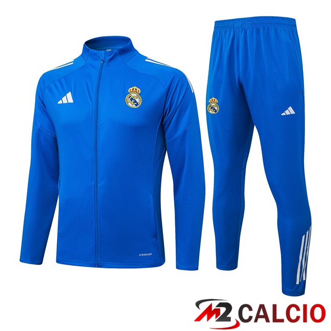 Insieme Tuta Calcio - Giacca Real Madrid Blu 2025/2026  Insieme Tuta Calcio - Giacca Real Madrid Blu 2025/2026