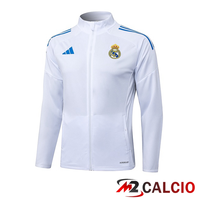 Giacca Calcio Real Madrid Bianco 2025/2026  Giacca Calcio Real Madrid Bianco 2025/2026