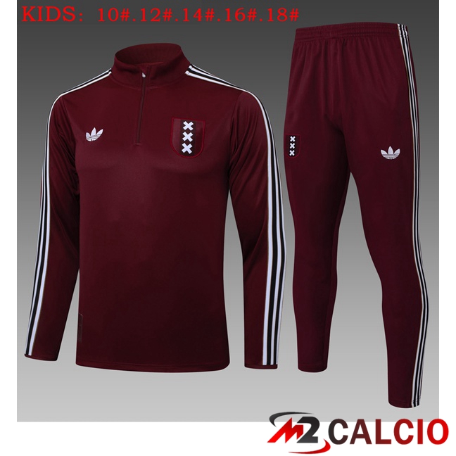 Insieme Tuta Calcio AFC Ajax Bambino Rosso 2025/2026  Insieme Tuta Calcio AFC Ajax Bambino Rosso 2025/2026