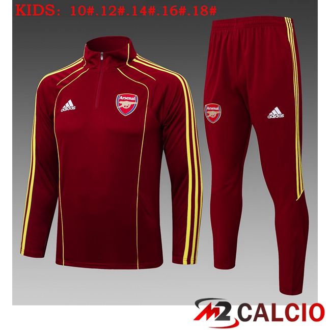 Insieme Tuta Calcio Arsenal Bambino Rosso 2025/2026  Insieme Tuta Calcio Arsenal Bambino Rosso 2025/2026