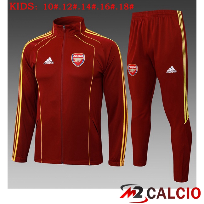Insieme Tuta Calcio - Giacca Arsenal Bambino Rosso 2025/2026  Insieme Tuta Calcio - Giacca Arsenal Bambino Rosso 2025/2026