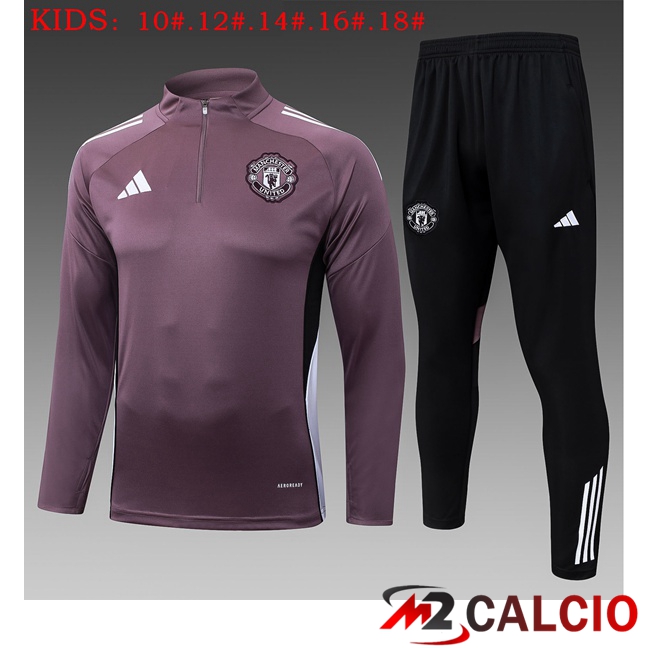 Insieme Tuta Calcio Manchester United Bambino Viola 2025/2026  Insieme Tuta Calcio Manchester United Bambino Viola 2025/2026