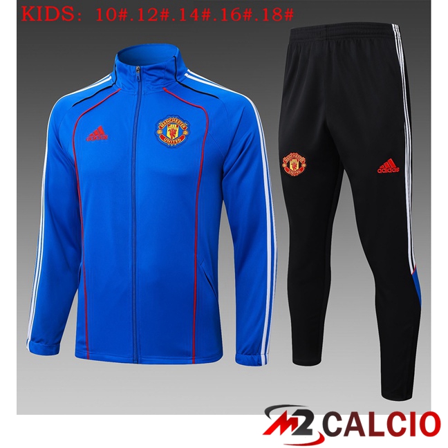 Insieme Tuta Calcio - Giacca Manchester United Bambino Blu 2025/2026  Insieme Tuta Calcio - Giacca Manchester United Bambino Blu 2025/2026