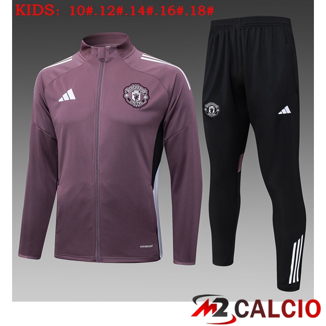 Insieme Tuta Calcio - Giacca Manchester United Bambino Viola 2025/2026  Insieme Tuta Calcio - Giacca Manchester United Bambino Viola 2025/2026