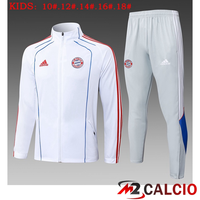 Insieme Tuta Calcio - Giacca Bayern Monaco Bambino Bianco 2025/2026  Insieme Tuta Calcio - Giacca Bayern Monaco Bambino Bianco 2025/2026