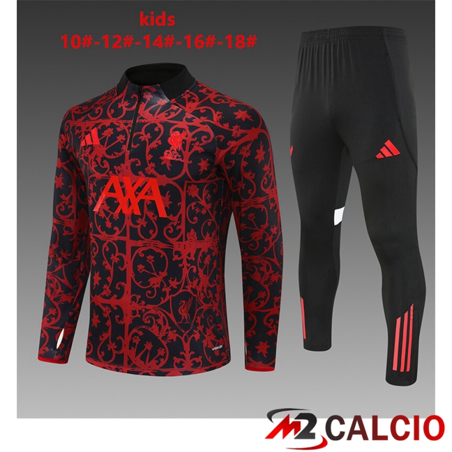 Insieme Tuta Calcio FC Liverpool Bambino Rosso Nero 2025/2026  Insieme Tuta Calcio FC Liverpool Bambino Rosso Nero 2025/2026
