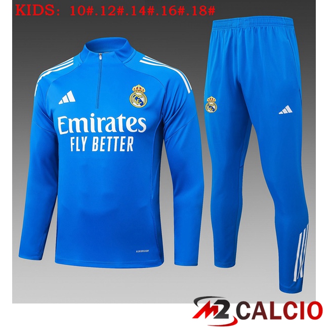 Insieme Tuta Calcio Real Madrid Bambino Blu 2025/2026  Insieme Tuta Calcio Real Madrid Bambino Blu 2025/2026