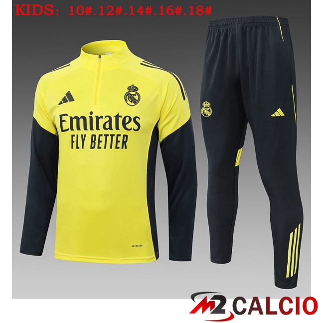 Insieme Tuta Calcio Real Madrid Bambino Giallo 2025/2026  Insieme Tuta Calcio Real Madrid Bambino Giallo 2025/2026