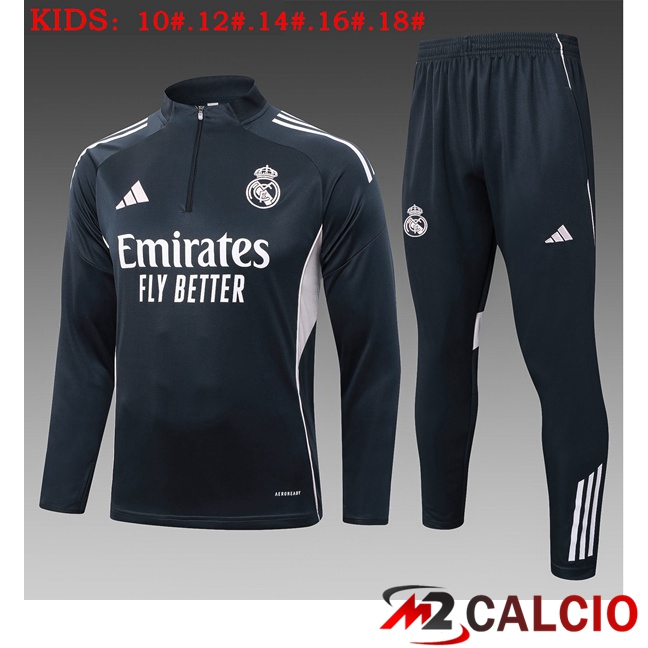 Insieme Tuta Calcio Real Madrid Bambino Grigio 2025/2026  Insieme Tuta Calcio Real Madrid Bambino Grigio 2025/2026