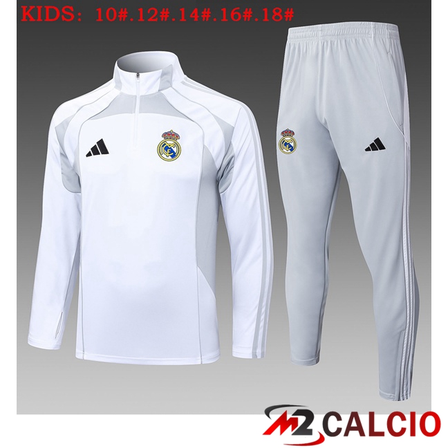 Insieme Tuta Calcio Real Madrid Bambino Bianco 2025/2026  Insieme Tuta Calcio Real Madrid Bambino Bianco 2025/2026